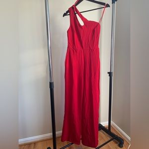 Crystal Sky (size S) NWT Red One-Shoulder Jumpsuit